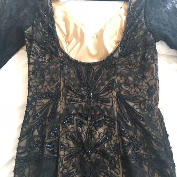 Sue Wong Black /Champagne Lace Cocktail Dress - Picture 5 of 8
